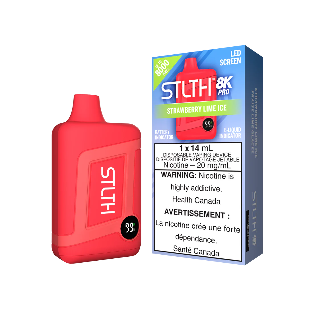 Stlth 8000 Pro strawberry lime Ice (Provincial tax)