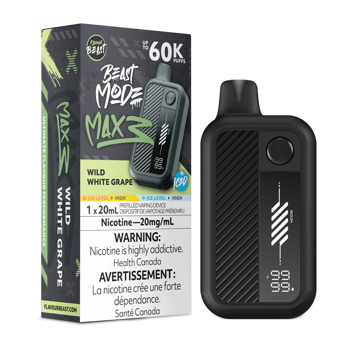 Flavour Beast Max 3 60k wild white grape(Provincial)