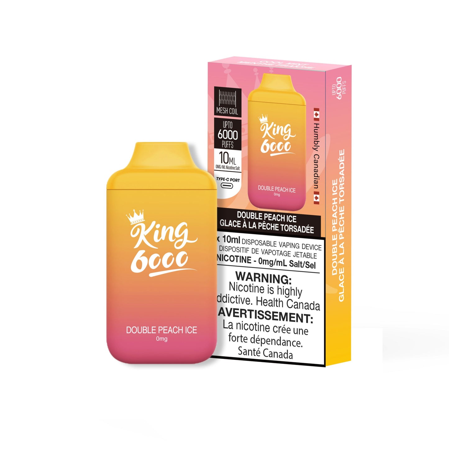 King 6000 0mg double peach ice (provincial tax)