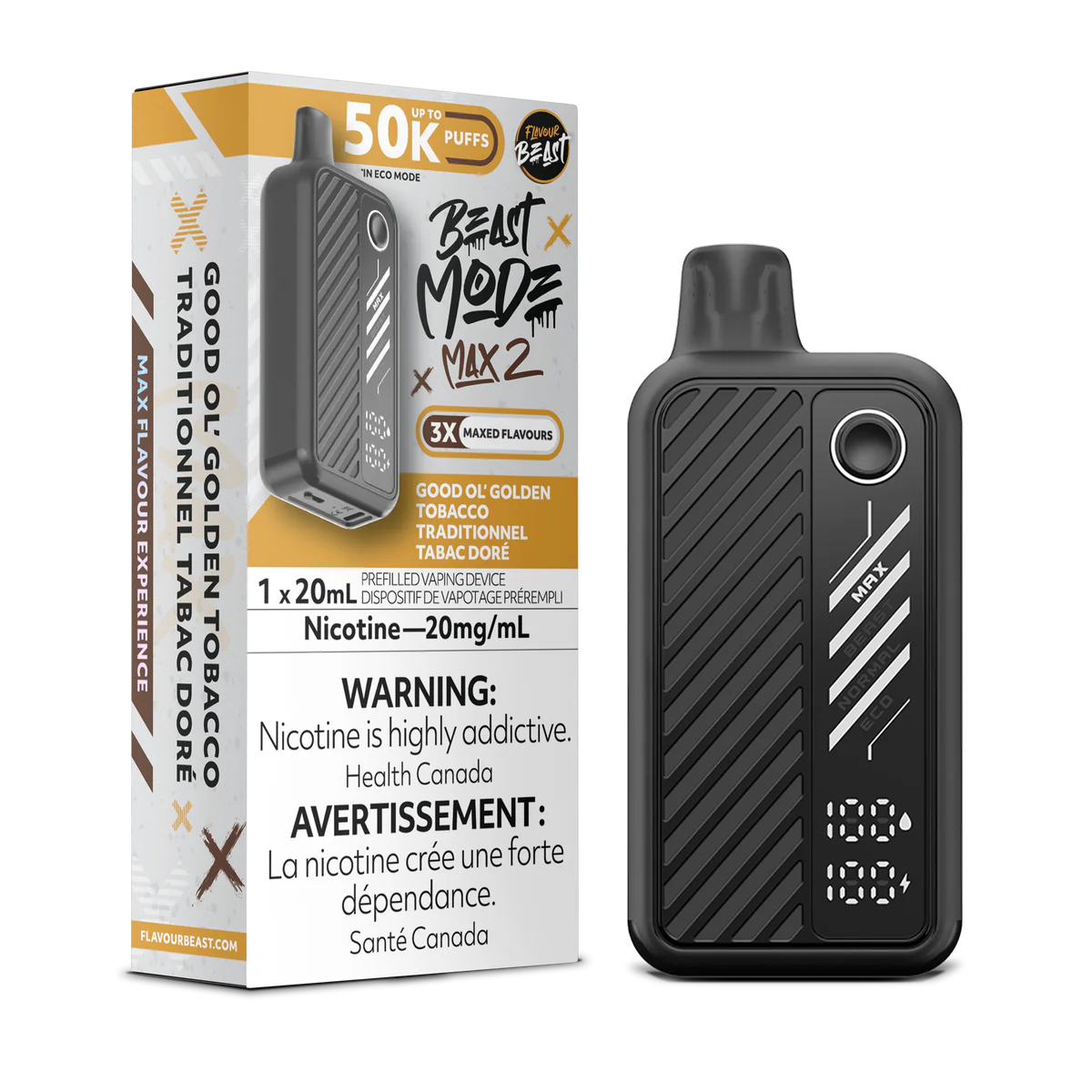 Flavour Beast Max 2 50k good old golden tobacco *