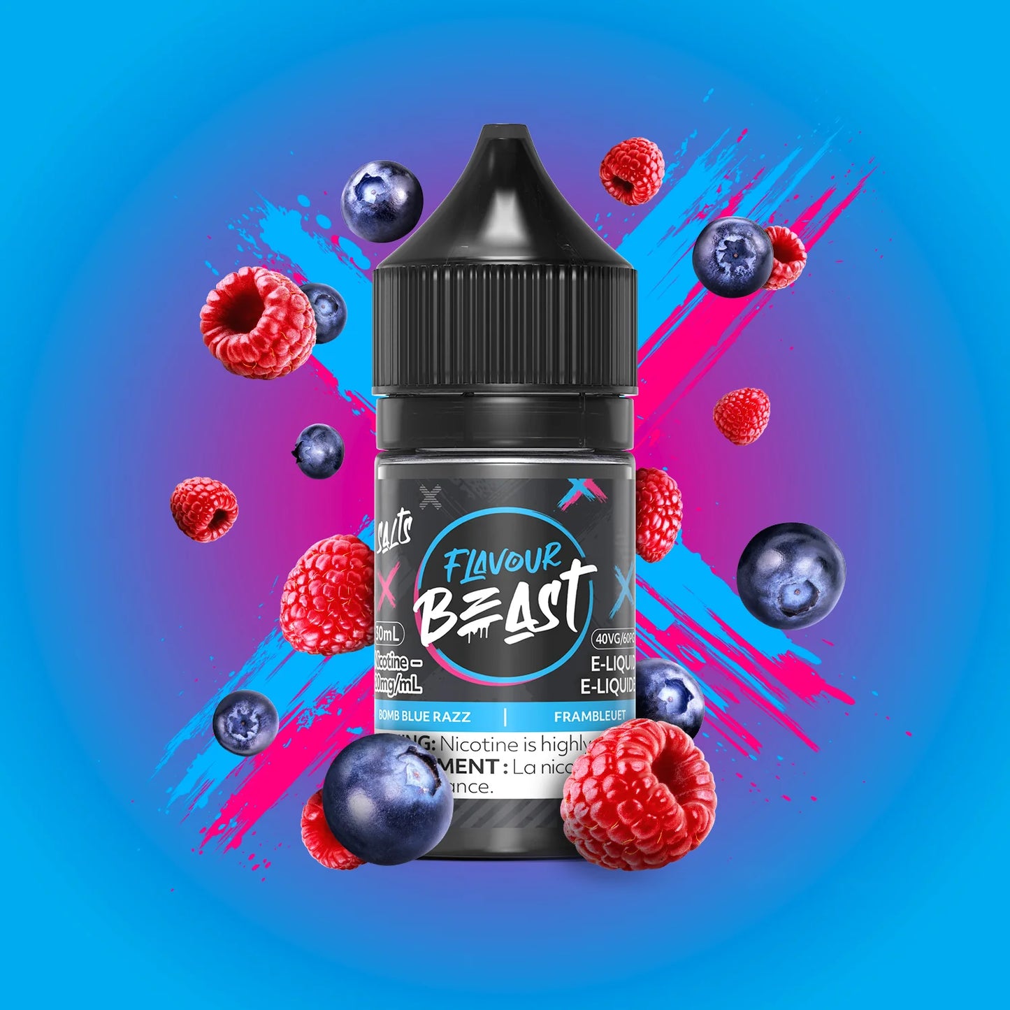 Flavour beast eliquid bomb blue razz (20mg/30ml) (provincial tax)