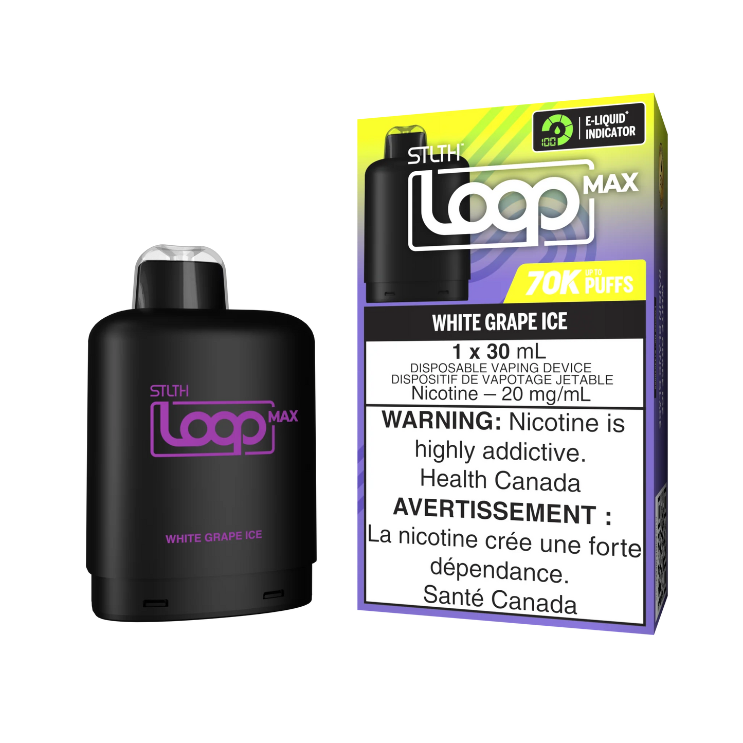 STLTH Loop pods 70k White grape ice (Provincial tax)