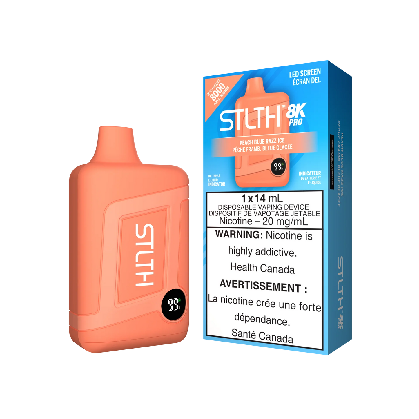 Stlth 8000 Pro Peach Blue Razz Ice (Provincial tax)
