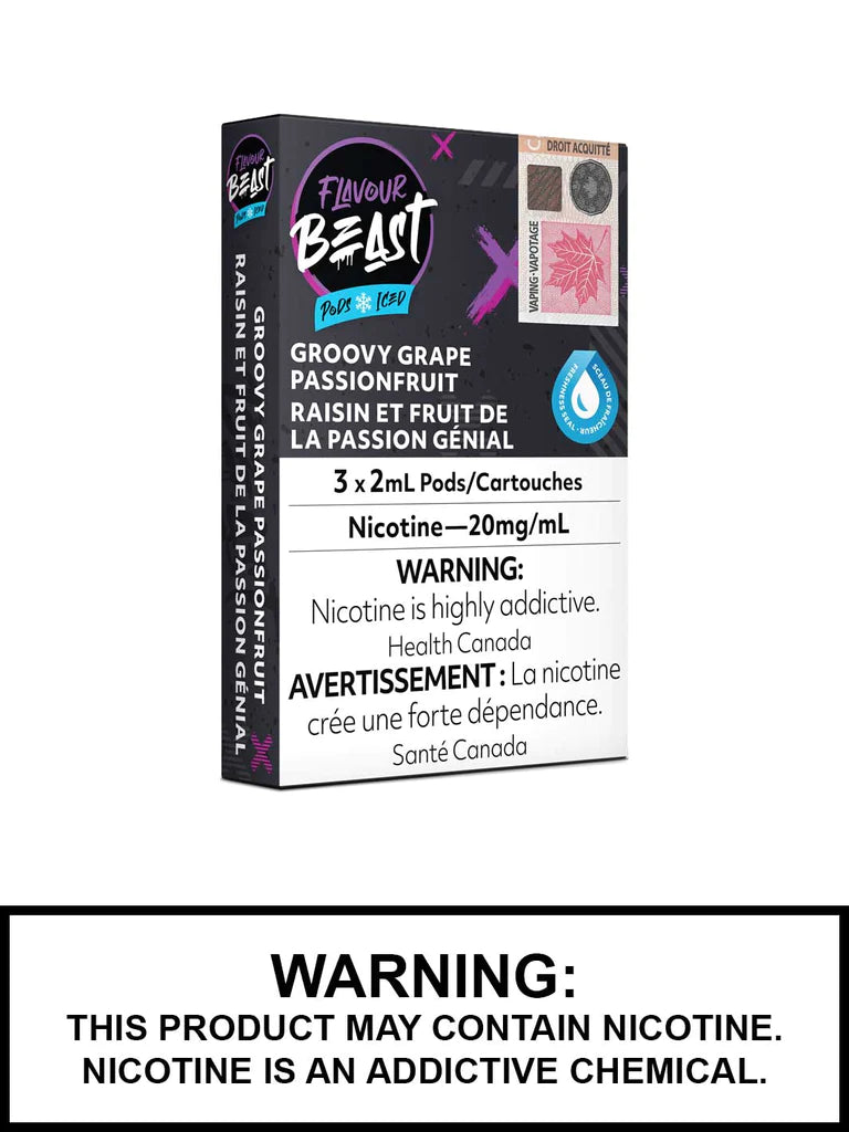 Flavour beast pods groovy grape passion fruit iced (provincial tax)