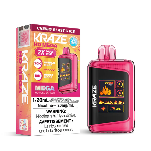 Kraze hd mega 20000 Cherry blast g ice (provincial tax)