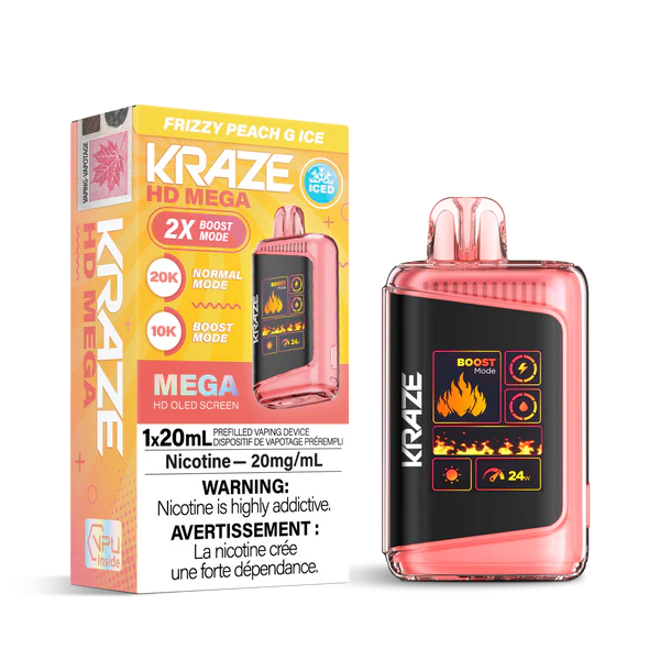 Kraze hd mega 20000 frizzy peach g ice (provincial tax)