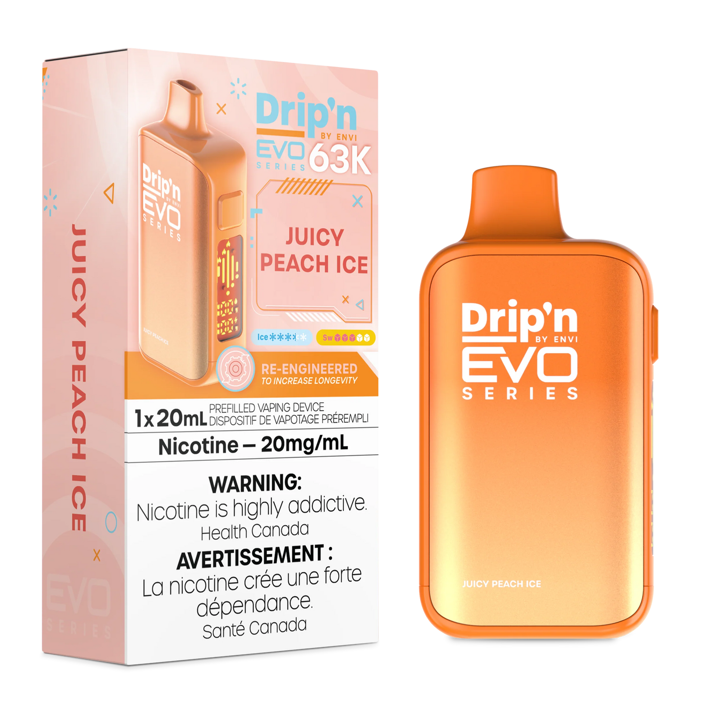 Dripn 63k Juicy peach ice (provincial tax)
