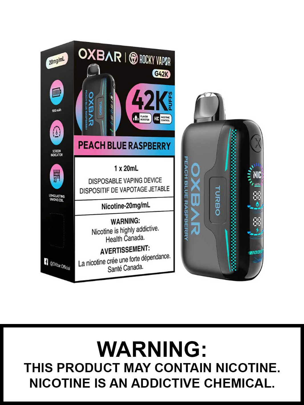 Oxbar 42k Peach blue raspberry (Provincial tax)