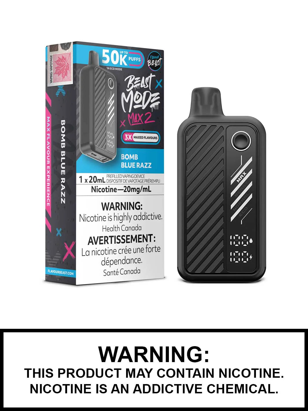 Flavour Beast Max 2 50k Bomb blue razz *