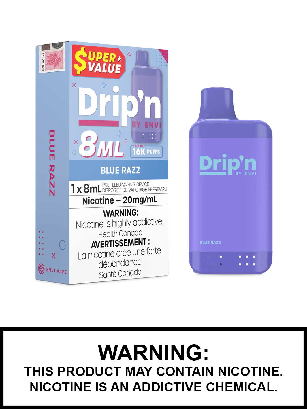 Dripn Envi 16000 blue razz (Provincial tax)