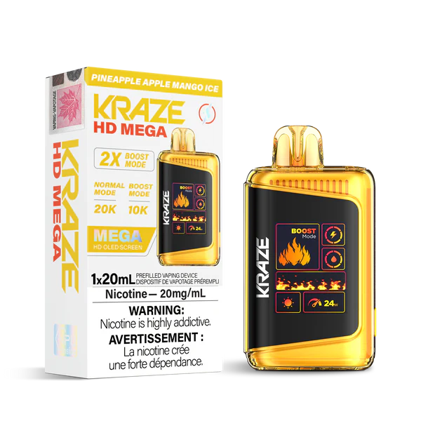 Kraze hd mega 20000 pineapple apple mango ice (provincial tax)