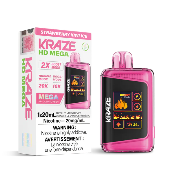 Kraze hd mega 20000 strawberry kiwi ice (provincial tax)