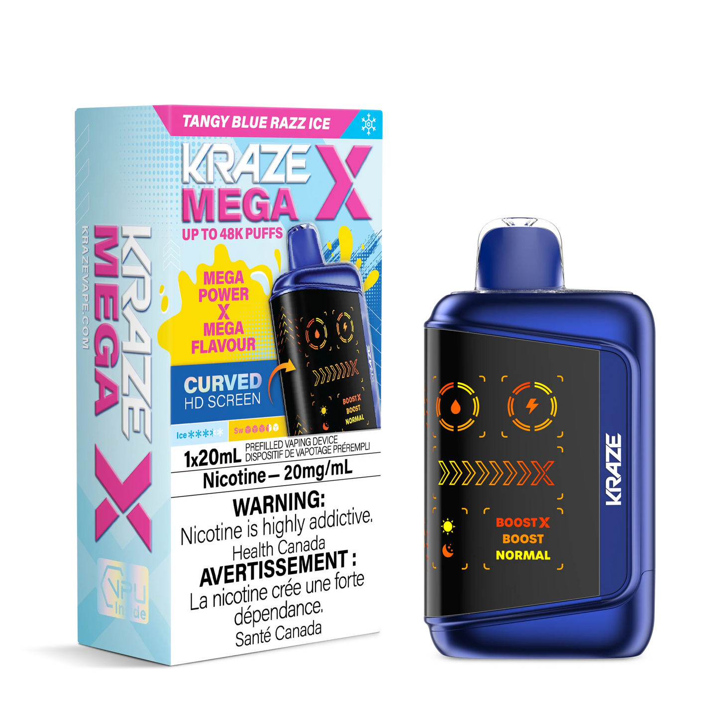 Kraze mega x 48k Tangy blue razz ice (provincial)