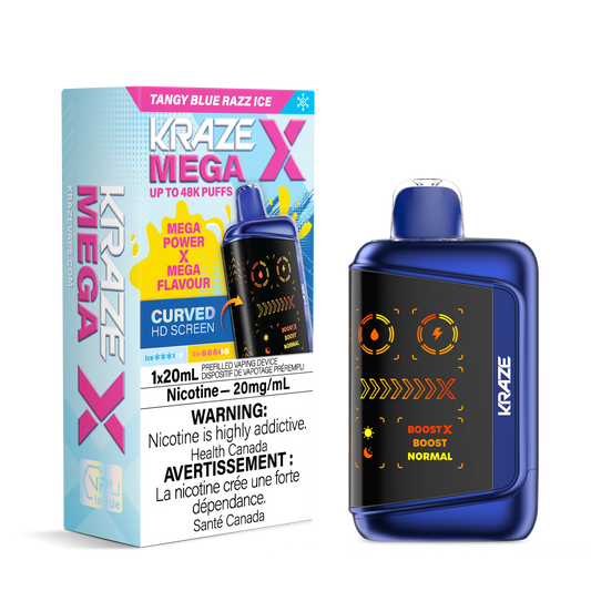 Kraze mega x 48k Tangy blue razz ice (provincial)